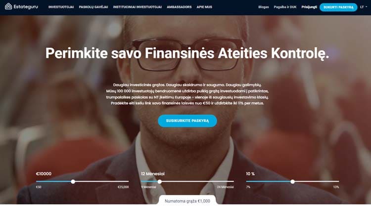EstateGuru – tai viena didžiausių NT investavimo platformų Baltijos regiono šalyse, įkurta dar 2014 metais.