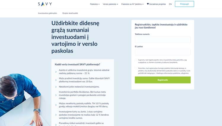 Savy – tai 2014 metais atsidariusi tarpusavio skolinimo platforma, kurios pagalba galima investuoti į paskolas, išduodamas paprastiems žmonėms bei verslui.