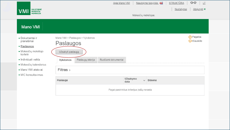 Toliau spaudžiame „Užsakyti paslaugą“.