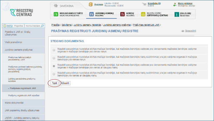 Pasirenkame mažosios bendrijos valdymo struktūrą ir pavyzdinius steigimo dokumentus.
